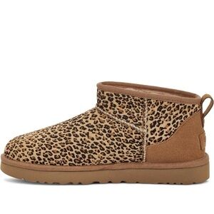RARE🆕UGGS Cozy Speckles Ultra Mini Genuine Cheetah Calf Hair Wool Ankle Bootie